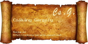 Csákány Gergely névjegykártya